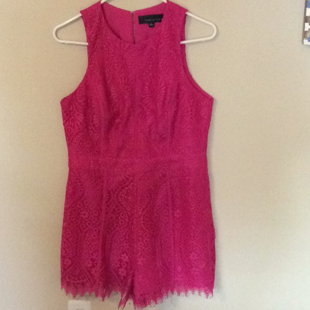 Adeline Rae pink lace romper